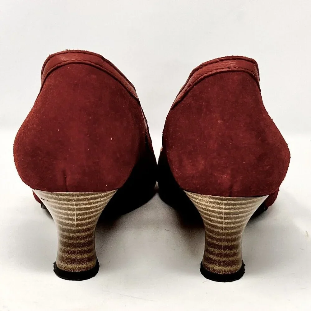 Spieth & Wensky Valeska Womens‎ Pump Leather Suede Red Bow Accent  Heel Sz 38